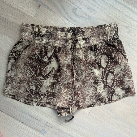 Enza Costa Yoryu Chiffon Drawcord Short Snakeskin Print - Picture 3 of 5